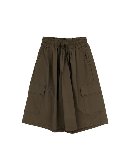 mens-nylon-cargo-bermuda-shorts-ia502 / Dark green