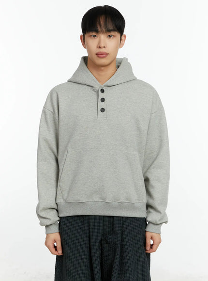 mens-cropped-henley-hoodie-if511 / Gray