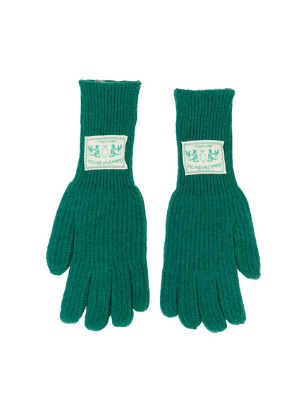 embroidered-patch-smart-touch-gloves-in512 / Green