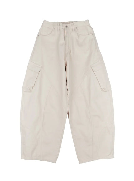 mens-wide-leg-cargo-pants-in528 / Light beige
