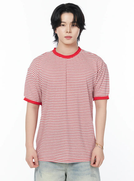 mens-striped-ringer-tee-iy519 / Red