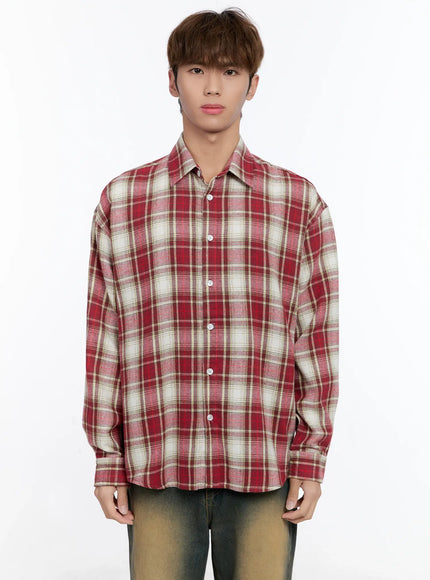 Men's Plaid Button-Up Shirt IN512