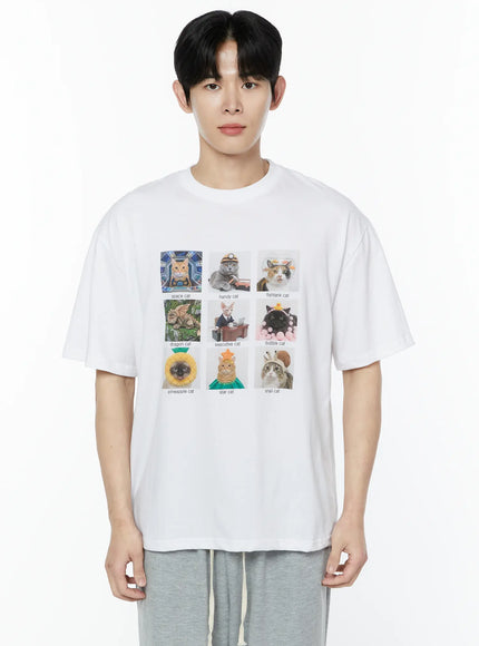 square-graphics-print-t-shirt-ia530 / White