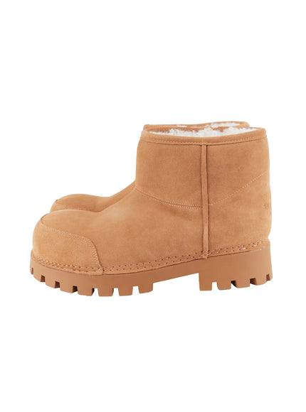 Men's Warm Beige Shearling Boots ID502