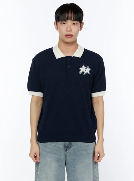 Men's Contrast Graphic Polo Shirt IA520