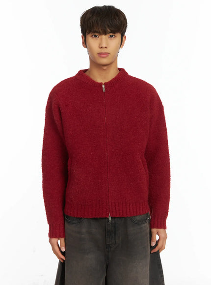 Men's Boucle Zip-Up Cardigan IJ514