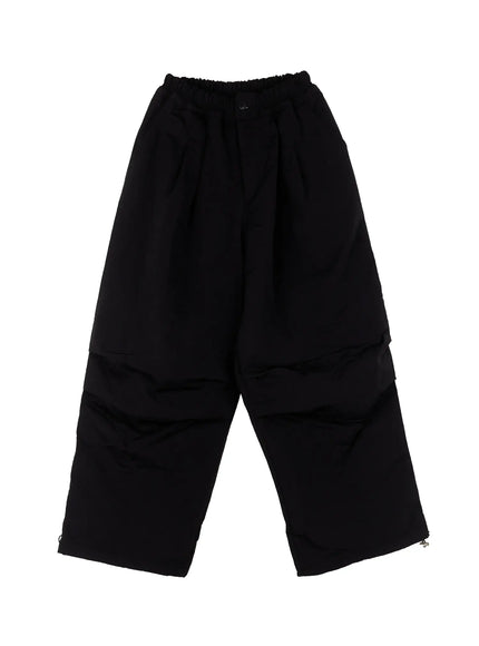 mens-wide-leg-parachute-padded-pants-io523 / Black