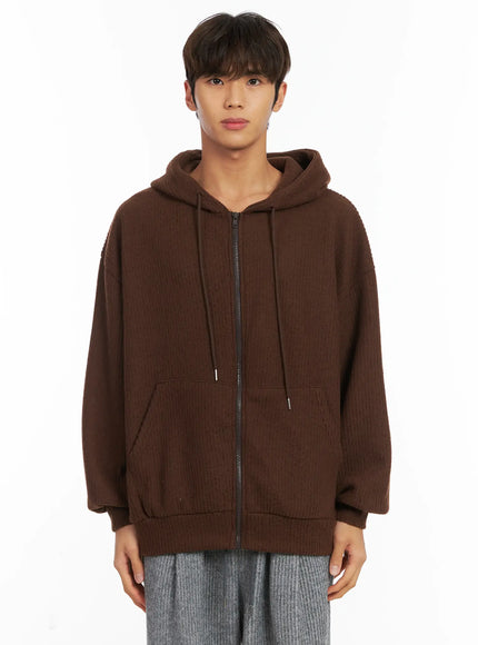 mens-ribbed-zip-up-hoodie-id511 / Brown