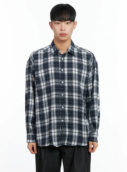 mens-classic-plaid-shirt-in518 / Dark blue