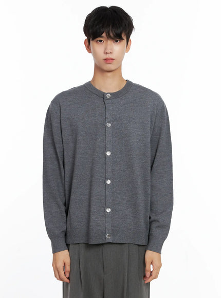 mens-classic-round-cardigan-is519 / Dark gray