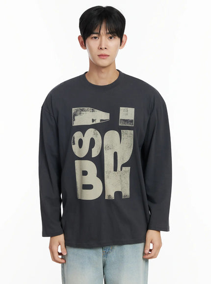 mens-graphic-long-sleeve-shirt-if517 / Dark gray