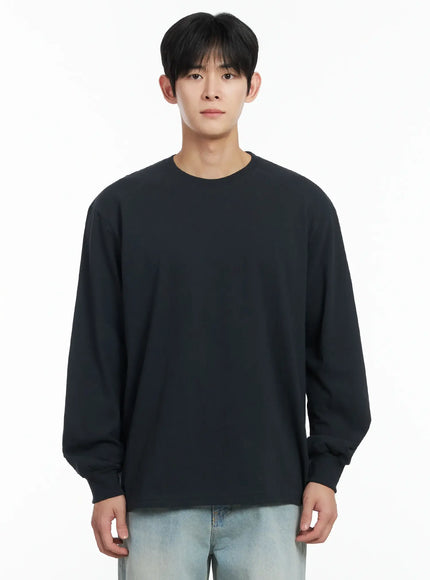 mens-ribbed-cuff-long-sleeve-shirt-if517 / Dark gray