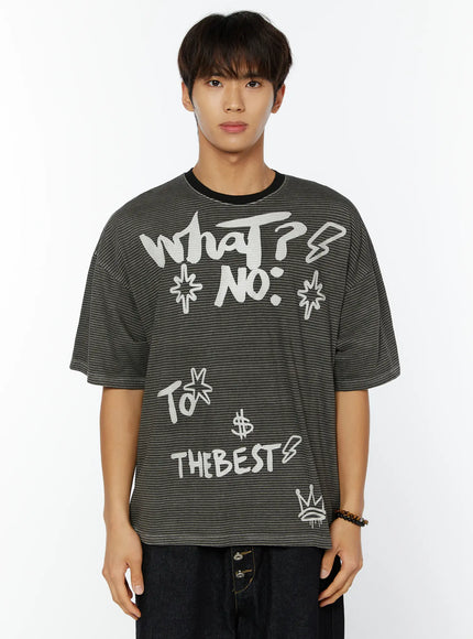 mens-graphic-striped-t-shirt-iy508 / Dark gray