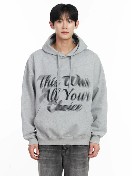 mens-graphic-lettering-hoodie-ij521 / Gray
