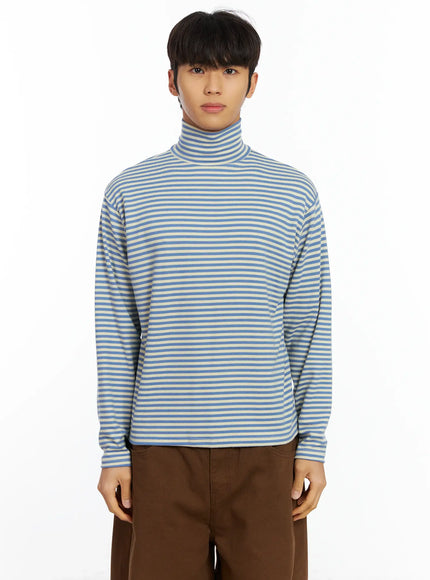 mens-striped-turtleneck-tee-if504 / Light blue