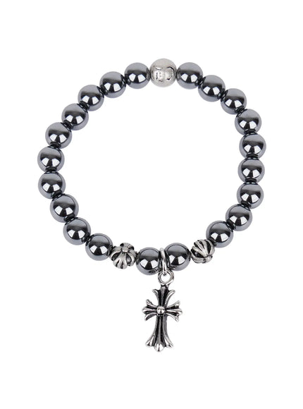 beaded-dangly-pendant-bracelet-io523 / Silver