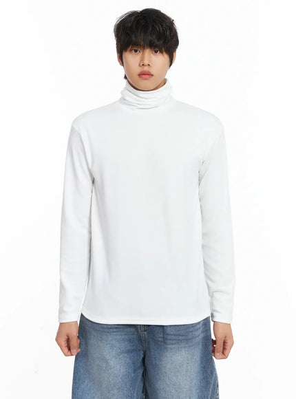 mens-loose-fit-turtleneck-long-sleeve-top-ij512 / White
