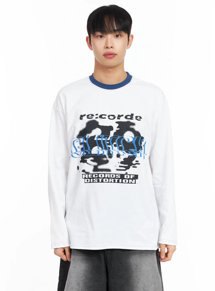 Men's Glitch Graphic Long Sleeve Top IM516
