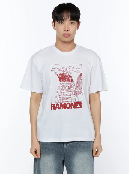 mens-vintage-band-style-t-shirt-ia517 / White