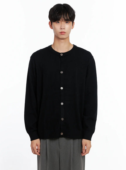 mens-classic-round-cardigan-is519 / Black