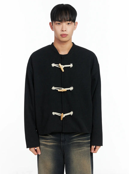 mens-ribbed-toggle-jacket-in518-1 / Black