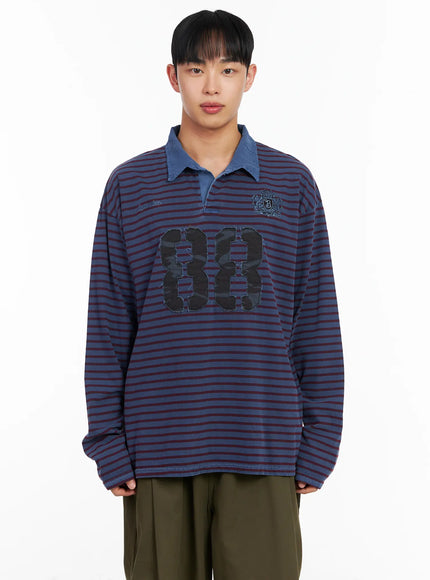 mens-vintage-88-polo-long-sleeve-shirt-ia501 / Blue