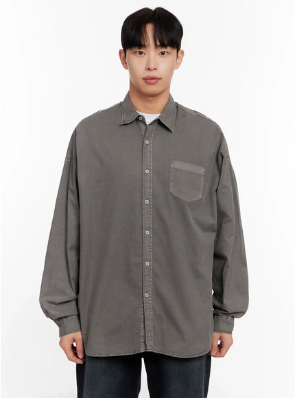 Men's Relaxed Fit Blue Cotton Shirt IO528