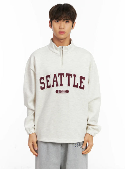 mens-seattle-quarter-zip-sweatshirt-id511 / Light beige