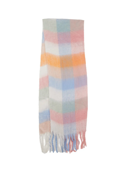 fuzzy-checkered-scarf-in512 / Pink