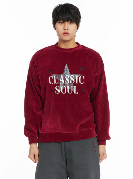 mens-vintage-style-star-sweatshirt-ij512 / Red