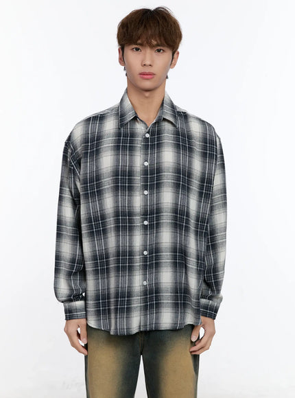 Men's Plaid Button-Up Shirt IN512