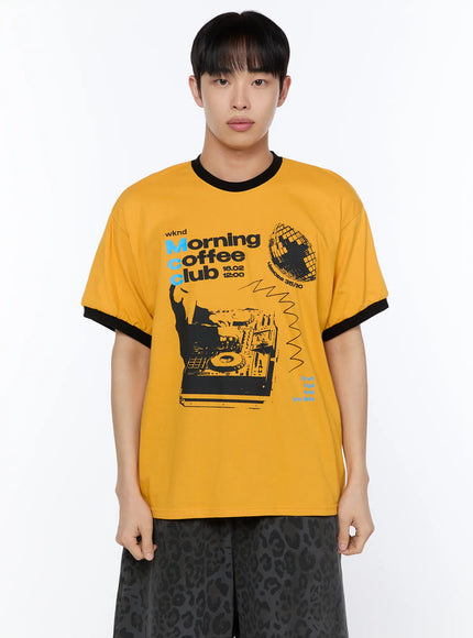 mens-coffee-graphic-print-t-shirt-ia517 / Yellow
