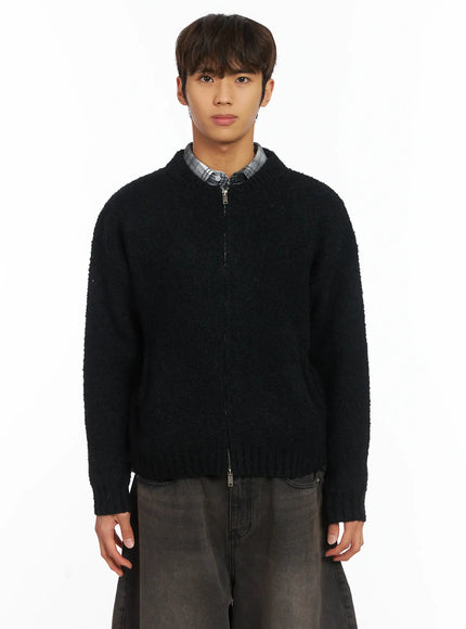 Men's Boucle Zip-Up Cardigan IJ514
