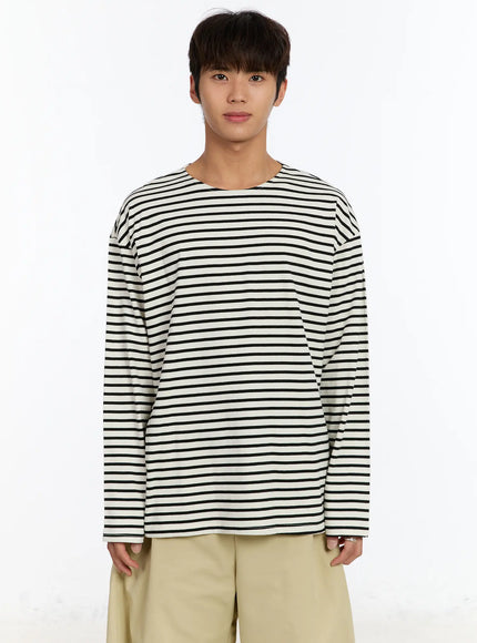 mens-striped-boat-neck-long-sleeve-tee-im530 / Black