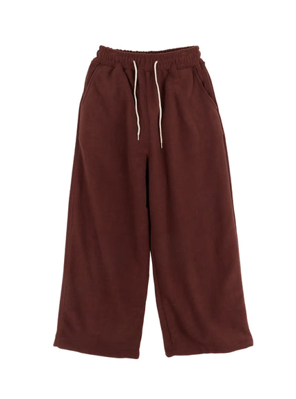 mens-cozy-fleece-wide-sweatpants-ij521 / Brown