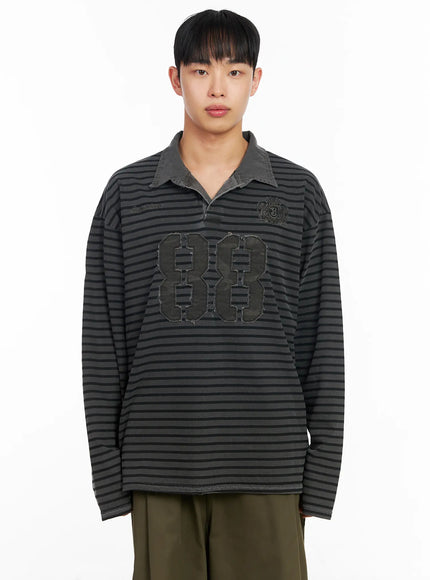 mens-vintage-88-polo-long-sleeve-shirt-ia501 / Dark gray