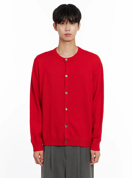 mens-classic-round-cardigan-is519 / Red