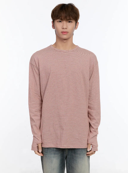 mens-layered-striped-long-sleeve-top-in512 / Red