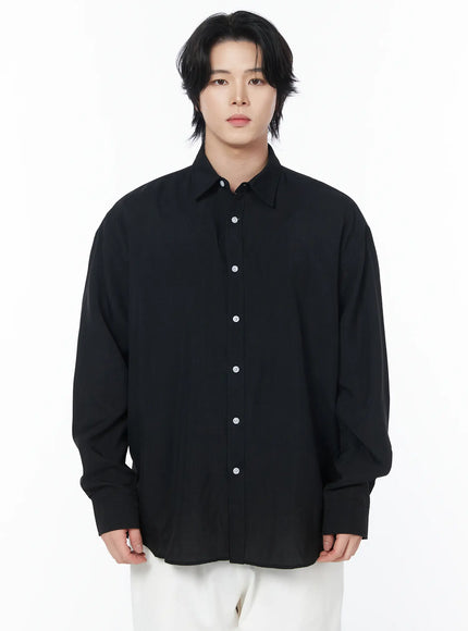 mens-casual-button-up-shirt-iy525 / Black