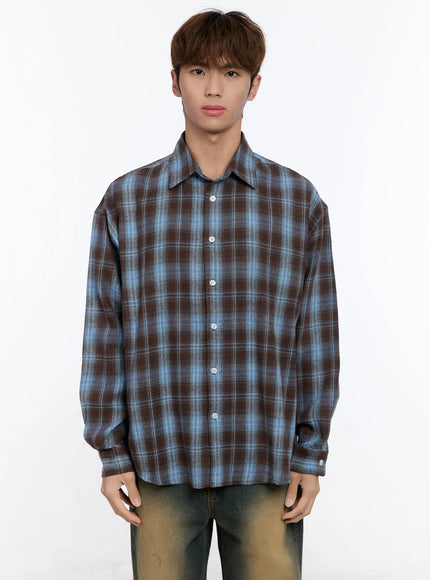 Men's Plaid Button-Up Shirt IN512