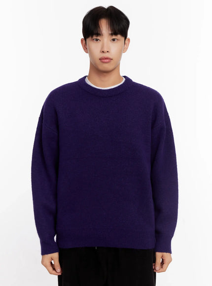 mens-round-neck-sweater-io528 / Purple