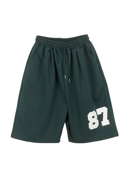 mens-graphic-wide-fit-sweat-shorts-ia504 / Dark green