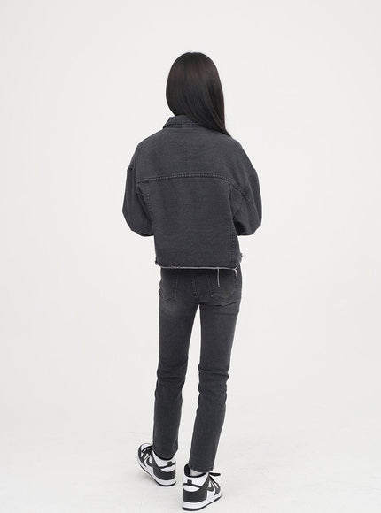 Ripped Hem Denim Crop Jacket F14
