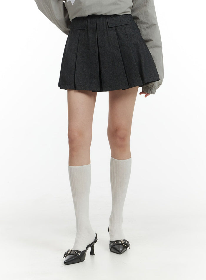 solid-pleated-denim-mini-skirt-im406