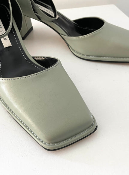 Square Mary Jane Mid Heels