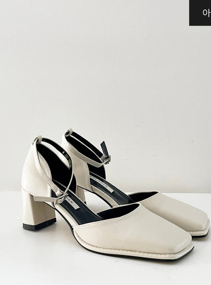 Square Mary Jane Mid Heels