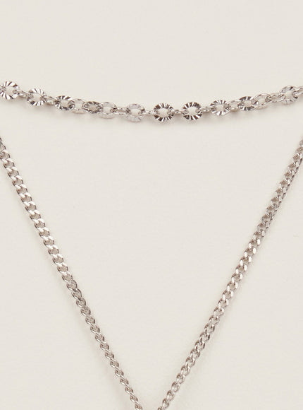 minimal-rectangle-layer-necklace-im528 / Silver