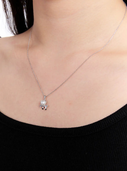 meema-under-ribbon-necklace-iu527 / Silver