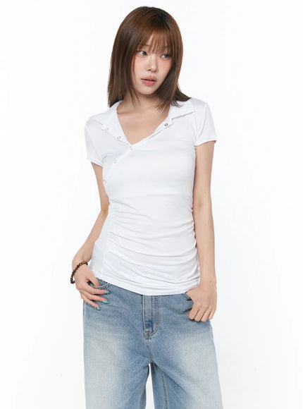 asymmetrical-snap-collar-shirred-tee-cy529