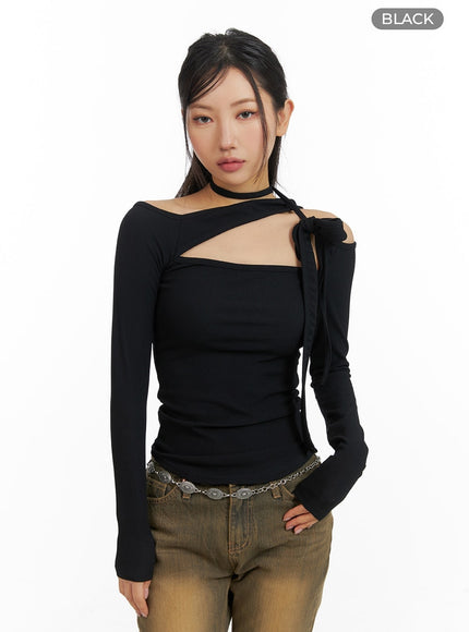 solid-asymmetrical-neck-cut-out-long-sleeve-top-cm411